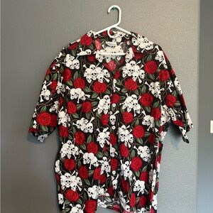 Men's Skull and Rose Print Shirt